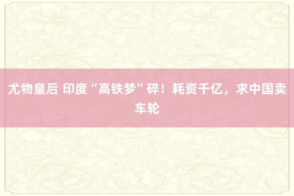 尤物皇后 印度“高铁梦”碎！耗资千亿，求中国卖车轮