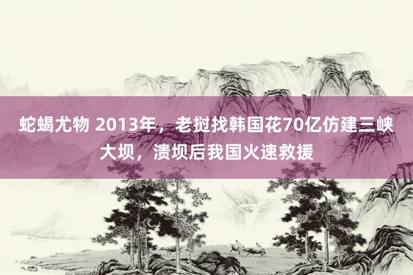 蛇蝎尤物 2013年，老挝找韩国花70亿仿建三峡大坝，溃坝后我国火速救援