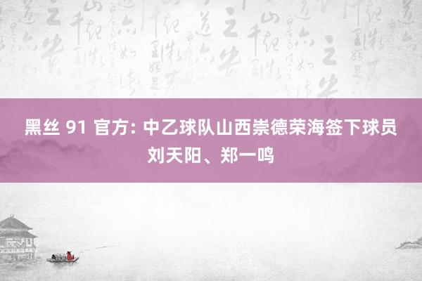 黑丝 91 官方: 中乙球队山西崇德荣海签下球员刘天阳、郑一鸣
