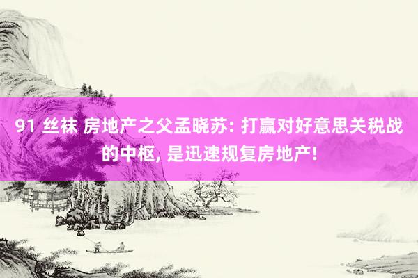 91 丝袜 房地产之父孟晓苏: 打赢对好意思关税战的中枢, 是迅速规复房地产!