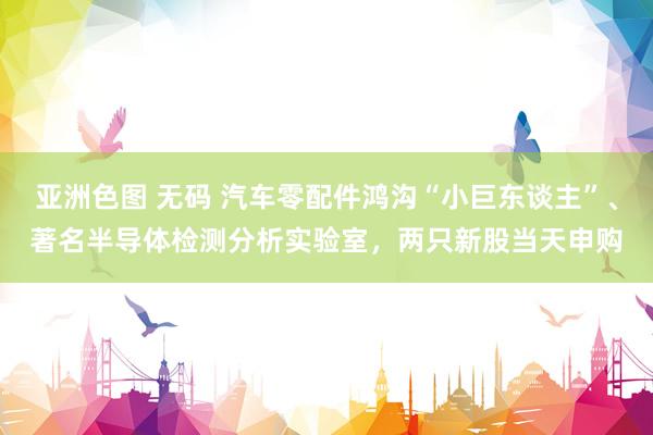 亚洲色图 无码 汽车零配件鸿沟“小巨东谈主”、著名半导体检测分析实验室，两只新股当天申购